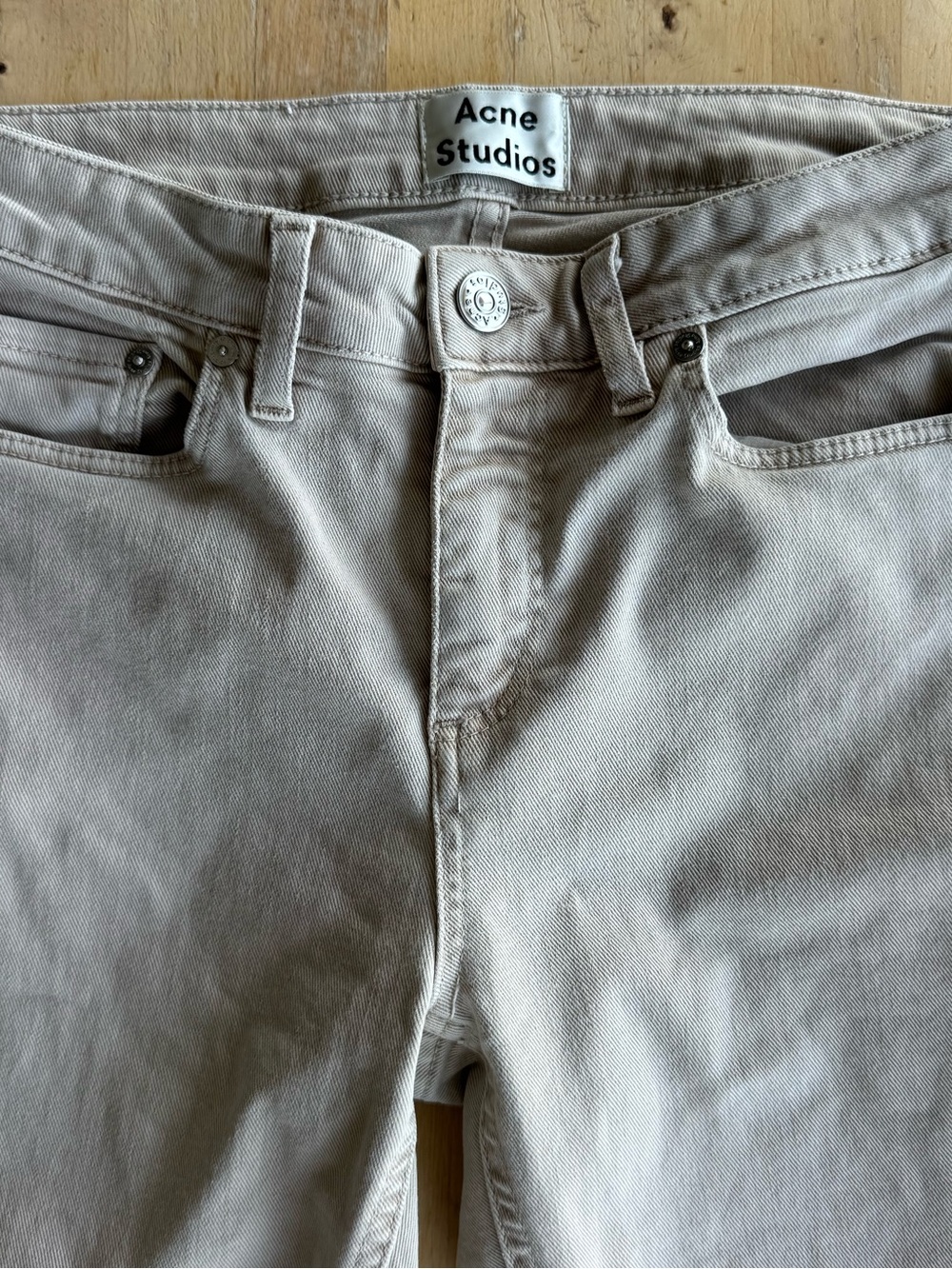 Acne Slim Straight Jeans in Beige